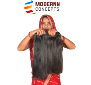 Extensions de cheveux humains indiens 100% naturels Remy, cuticules alignées, cheveux raides coupés droit, double trame - Product Image 3