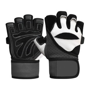 Guantes Deportivos de Neopreno, Medios Dedos, Negro y Blanco, Transpirables, Cierre Ajustable, Soporte para Muñeca, Equipo de Entrenamiento Unisex - Product Image 6
