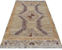 Hochwertiger handgefertigter Jute-Kelim-Teppich mit geometrischem Design, luxuriöser Flachwebung, anpassbarer Farbe, 2000 GSM, wendbar, naturbelassen
