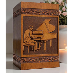 Urne funéraire en bois personnalisée avec musique de piano, gravée, pour hommage commémoratif à la crémation par AYAANS - Product Image 1