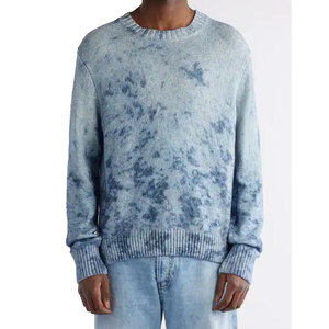 Pull-over en tricot 100 % coton pour homme, coupe oversize, effet délavé, avec logo personnalisé, imprimé par transfert thermique, respirant, haute qualité - Product Image 1