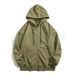 Sweat à capuche zippé intégral pour homme en molleton de coton épais 430 g/m² avec surpiqûres contrastées, coupe oversize, style streetwear, hiver - Product Image 6