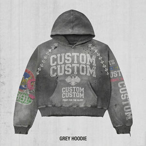 Sudadera con capucha de diamantes de imitación al por mayor, extragrande, de corte cropped y holgado, con estampado gráfico DTG, con cremallera, estilo streetwear vintage personalizado - Product Image 2