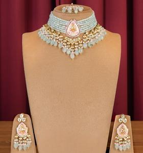 Conjunto de Collar y Pendientes de Moda de la Mejor Calidad, Diseño de Latón Chapado en Oro con Moissanita, Regalo de Boda o Compromiso para Mujer - Product Image 3