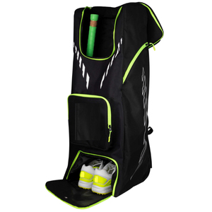 Sac de sport noir et vert citron avec plusieurs poches et poignée de transport, capacité 50-70L, matière 600D - Product Image 6