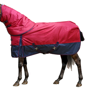 Couverture d'extérieur pour cheval en tissu Oxford, doublée polaire, avec rabat de queue moyen et 2 sangles de fixation, toutes saisons - Product Image 5