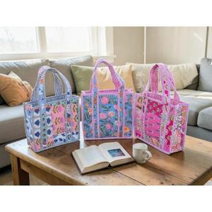 Sac fourre-tout pour femme en coton matelassé, patchwork, grand, multicolore, style bohème vintage, écologique, durable, fait main, robuste - Product Image 4