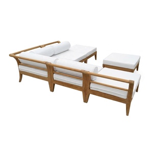 Canapé d'angle en teck pour l'extérieur, ensemble de canapés de jardin en teck massif, design moderne, fabricant indonésien, mobilier d'extérieur - Product Image 1