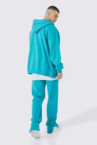 Chándal de alta calidad para hombre, parche bordado, sudadera con capucha y pantalones de chándal con cremallera desgastada, conjunto de chándal informal para hombre - Product Image 4