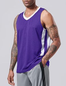 Custom Team Basketball Jerseys Sleeveless <b>V</b>-neck Polyester/Cotton Digital Print Manufacturer Wholesale Basketball Uniform Sets - Product Image 2