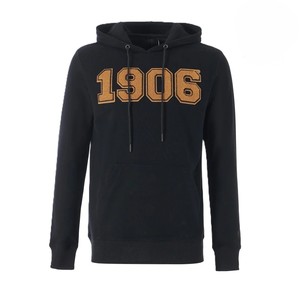 Sweat à capuche noir Alpha Black Chenille avec logo, coupe classique de haute qualité, 100% coton molletonné, vêtement décontracté - Product Image 1