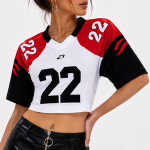 OEM Women's Sexy Lace Back American Football Jersey Custom Number V Neck Performance Crop Top Fashion Soccer Jersey Manufacturer - Product Image 6