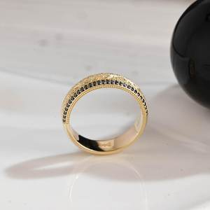 Art Deco Black Color Round Cut Moissanite Wide Band <b>Ring</b> <b>for</b> <b>men</b> 18K Yellow Gold Wedding Party Gift <b>For</b> Partner - Product Image 4