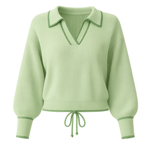 Suéter de punto casual moderno con cuello en V para mujer, ligero, con forro de algodón, cuello redondo acanalado, mangas largas, para usar en capas, del fabricante - Product Image 3