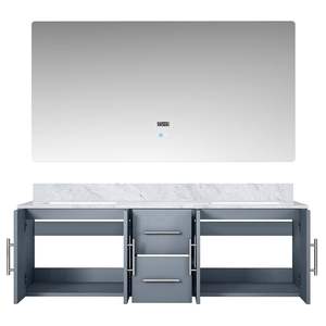 Grey scuro 60 In. W X 22 In. D vanità doppio bagno con piano in marmo Carrara e specchio LED bagno vanità - Product Image 5