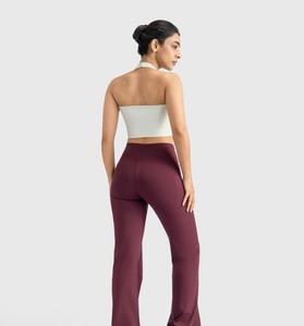 White <b>Halter</b> <b>Neck</b> Sports <b>Bra</b> Seamless Medium Support Yoga Workout Top Breathable Fitness Wear - Product Image 4