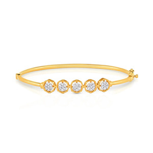 Brazalete de Cinco Haloes con Diamantes, Marco Delgado de Oro Amarillo y Diseño de Racimo Geométrico - Product Image 2