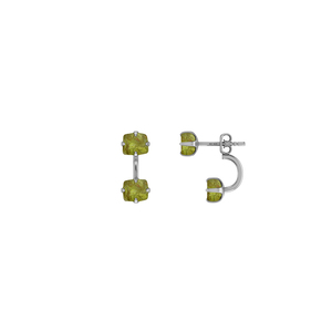 Premium 925 Sterling Silver Fine Jewelry Stone Peridot Rough Shape Butterfly Lock Stud <b>Earring</b> Prong Setting - Product Image 2