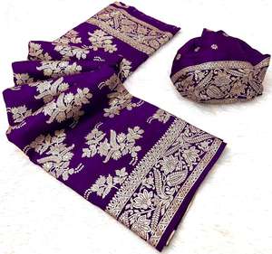 Sari indien RN en soie Khadi pure, tissage doux, avec blouse complète, code-barres, pour mariage traditionnel - Product Image 4