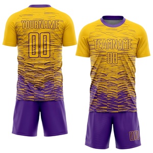 เสื้อฟุตบอลสีเหลืองม่วงแบบซับลิเมชั่น แขนสั้น ระบายเหงื่อได้ดี ทรงสปอร์ต สำหรับผู้ชาย พร้อมหมายเลขและชื่อทีม - Product Image 1