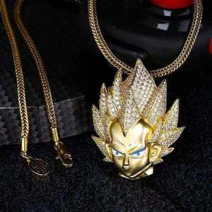 Pendentif Dragon Ball Super Saiyan plaqué or avec moissanite, collier hip-hop dessin animé unisexe pour usage quotidien - Product Image 2