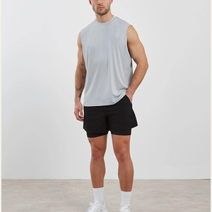 Camiseta Deportiva Personalizada al por Mayor con Logotipo, Talla Grande, para Gimnasio y Fitness, Camiseta Deportiva Corta sin Mangas de Algodón Personalizada para Hombre, Camiseta Deportiva Ajustada para Gimnasio - Product Image 4