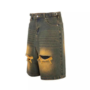 <b>Men's</b> High Waist Denim Bermuda <b>Shorts</b> Washed Casual Style 100% Cotton <b>Woven</b> Button Fly Solid Color <b>short</b> for <b>men</b> in cheep price - Product Image 1