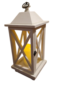 Farol de Madera para Velas Más Vendido con Acabado Blanco Marfil, Farol de Madera para Velas para Exteriores y Navidad, Personalizado - Product Image 2