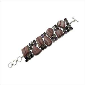 Bracelet géométrique en agate perlée pour femmes, style bohème, plaqué argent, bijoux cadeau - Product Image 1