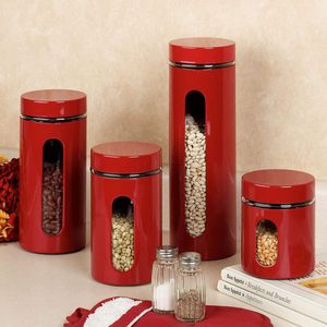 Modern Stainless Steel <b>Storage</b> Jar Canister Set Gold Finish <b>Kitchen</b> Food <b>Storage</b> <b>Containers</b> with Lid - Product Image 1