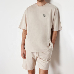 Unique Simple Style Breathable Cotton Made T-<b>Shirt</b> & <b>Shorts</b> <b>Set</b> Drawstring Wholesale <b>Men</b> Casual T-<b>Shirt</b> & <b>Shorts</b> <b>Set</b> - Product Image 1