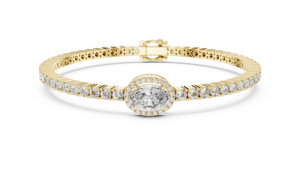 Empress Oval Diamond Halo Centerpiece Tennis <b>Bracelet</b> <b>Silver</b> Trendy - Product Image 1