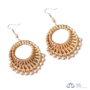 Pendientes de Aro de Madera Hechos a Mano, Elegantes y Modernos, con Forma de Gota de Agua, Modelo Blue Lotus Vivian Vo, Ideales para Fiestas, para Mujer - Product Image 1