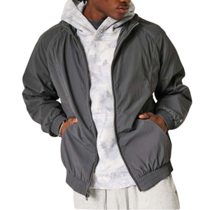 Men's <b>Hooded</b> Windbreaker Jacket with Full <b>Zip</b> and Two Side Pockets for Outdoor Wear - Product Image 3