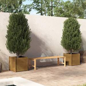Ensemble de 2 jardinières en pin massif brun miel, collection de pots de fleurs durables - Product Image 1