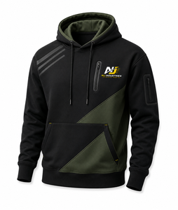 Sudadera con Capucha para Hombre, Negra y Verde, con Bolsillo Frontal, Logotipo Estampado, Corte Regular, Estilo Casual Urbano, Invierno, 100% Algodón Ecológico - Product Image 2