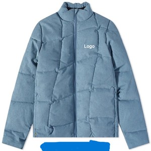 Chaqueta acolchada de pana para hombre, cuello alto, cremallera completa, cortavientos, gruesa, informal, para invierno, color liso, relleno de poliéster - Product Image 4