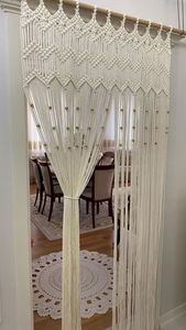 Panel de Cortina de Macramé Boho Hecho a Mano, Cuerda de Algodón, Decoración para Sala de Estar - Product Image 1