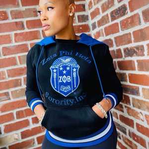 เสื้อฮู้ด Zeta Phi Beta สีดำ ปักลายเชนิลล์ เสื้อผ้าชมรมพี่น้องชาวกรีก สำหรับทุกเพศ ผลิตจากผ้าฝ้ายพรีเมียม - Product Image 6