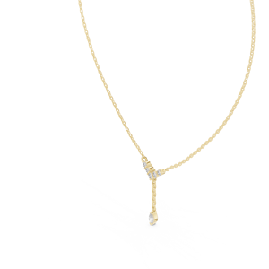 Colgante de Diamante Cultivado en Laboratorio con Corte Marquesa, Oro Sólido de 14K/18K, Collar en Forma de Y, DEF VVS, para Novia, Boda, Minimalista, Chapado en Rodio, Fino - Product Image 4