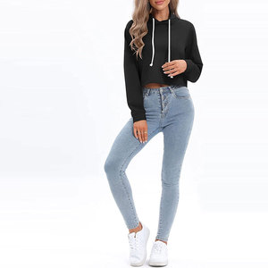 Sudadera con Capucha Corta Oversize para Mujer, de Forro Polar, para Gimnasio, Entrenamiento, Ropa Urbana, Fabricante Mayorista OEM ODM Personalizado - Product Image 2