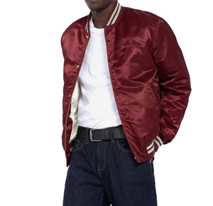 แจ็คเก็ตบอมเบอร์พิมพ์ลายฤดูหนาวคุณภาพสูงขายส่งสำหรับผู้ชาย แจ็คเก็ตเบสบอลผ้าซาตินระบายอากาศได้ดี รับผลิตแบรนด์ส่วนตัว - Product Image 1