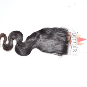 Extensions de cheveux humains indiens non traités Remy 5*5 Closure Machine Double Weft 100% vierges couleur naturelle pour femmes, ondulations profondes - Product Image 3