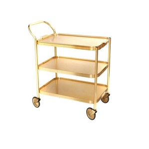 Carrito de Servicio Metálico de Diseño con Elegante Construcción de Acero con Recubrimiento en Polvo y Estantes de Almacenamiento Multiusos - Product Image 2