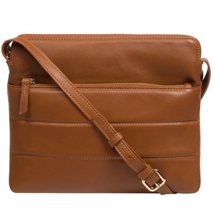 Sac bandoulière en cuir véritable de style moderne pour femme, avec sangle réglable, couleur camel disponible - Product Image 6