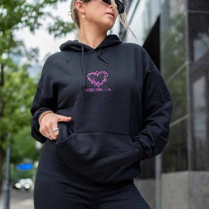 Delta rose |   Sweat-shirt à capuche oversize unisexe Gamma, décontracté, avec logo brodé en twill, poche avant, en polaire, pour l'automne - Product Image 6