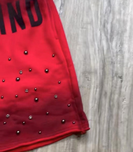 Men's <b>Red</b> Crew Neck T-Shirt With Bold Letter Print Casual Summer Style 100% Cotton Knitted Fabric <b>Silk</b> Screen Printing - Product Image 6