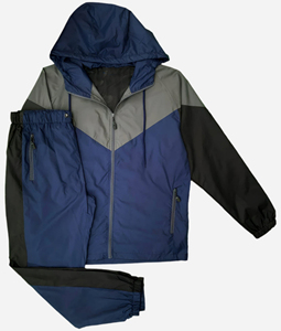 Men's 2 Piece <b>Zipper</b> <b>Jacket</b> and Elastic Trouser 100% Nylon Wholesale Summer Satin Lightweight Waterproof 2 Piece Sets - Product Image 5