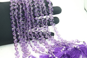 Perles en améthyste africaine naturelle en forme de cœur, 7 mm, 8 pouces, pour la fabrication de colliers - Product Image 1