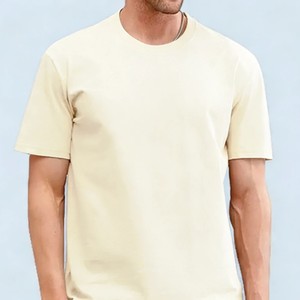 Camiseta de Manga Corta para Hombre, Color Borgoña, Cuello Redondo, 100% Algodón, Corte Regular, Color Sólido Informal, Tejido de Punto, Teñido Liso, OEM ODM - Product Image 4